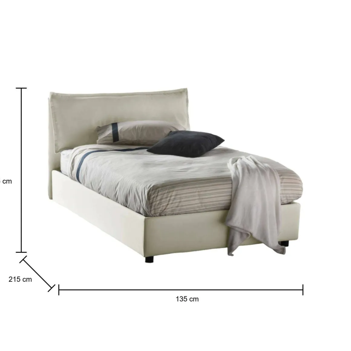 Letto piazza e mezza Arnaldo, adatto per materasso Cm 120x200, Beige