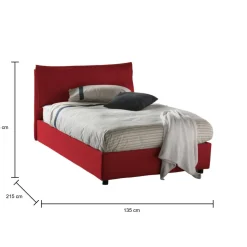 Letto piazza e mezza Arnaldo, adatto per materasso Cm 120x200, Rosso