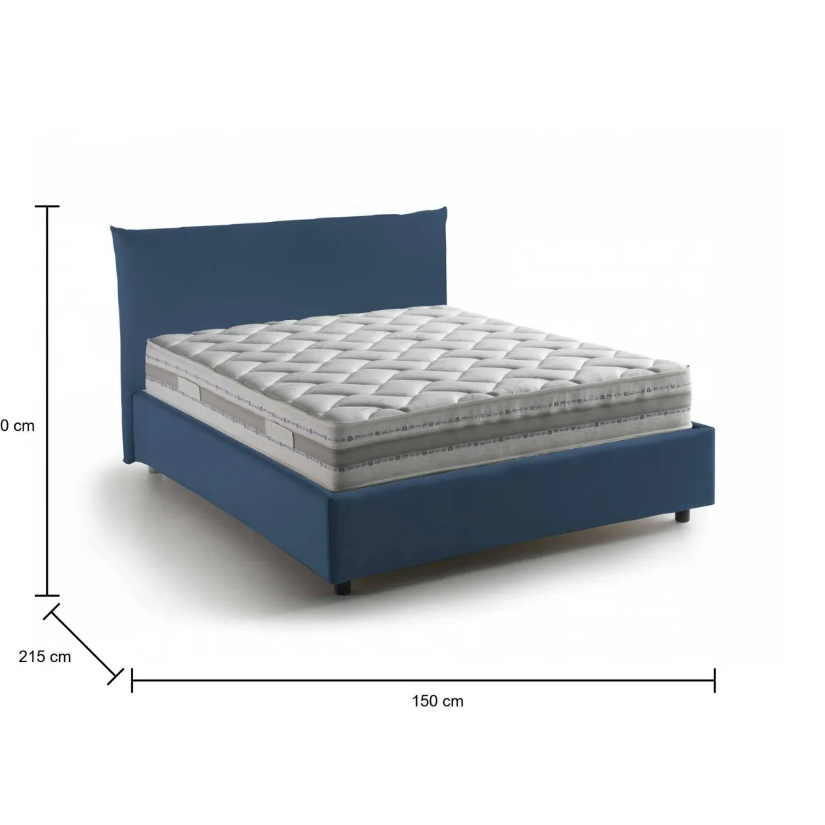 Letti Piazza E Mezza|Letti Contenitore > Dmora Letto piazza e mezza Arpaise, con materasso Cm 120x190 incluso, Grigio