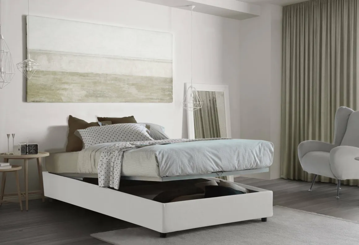 Letto piazza e mezza Asid, adatto per materasso Cm 120x190, Bianco