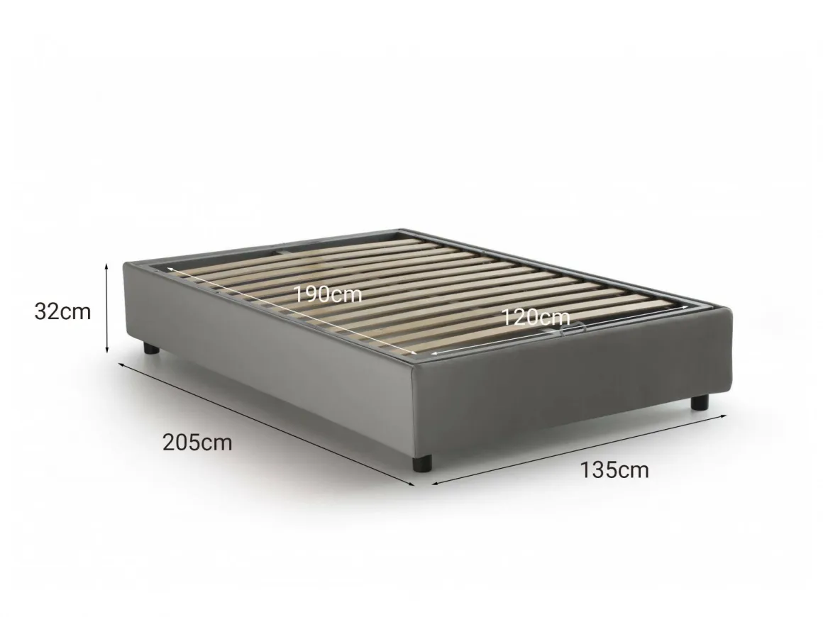 Letti Piazza E Mezza|Letti Contenitore > Dmora Letto piazza e mezza Asid, adatto per materasso Cm 120x190, Rosso