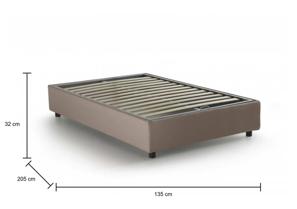 Letto piazza e mezza Asid, adatto per materasso Cm 120x190, Tortora