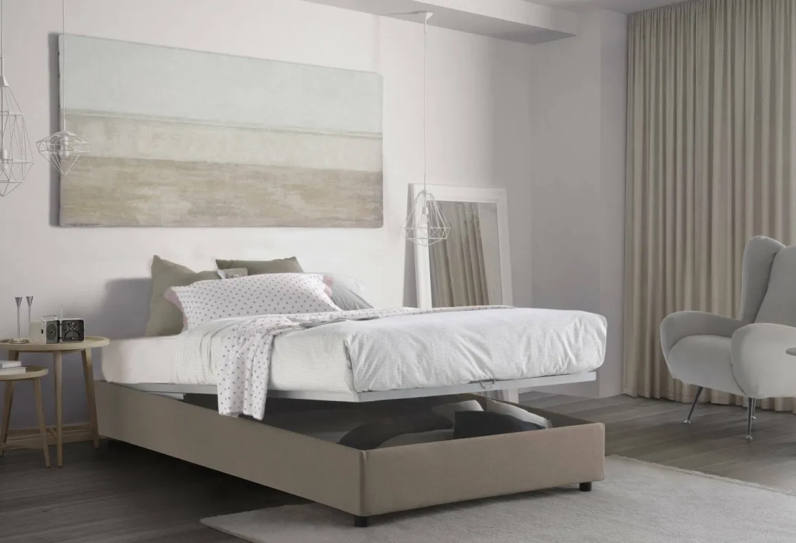 Letto piazza e mezza Asid, adatto per materasso Cm 120x190, Tortora