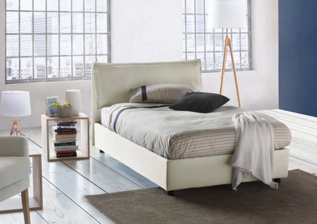 Letti Piazza E Mezza|Letti Contenitore > Dmora Letto piazza e mezza Asso, adatto per materasso Cm 120x190, Beige