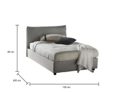 Letti Piazza E Mezza|Letti Contenitore > Dmora Letto piazza e mezza Asso, adatto per materasso Cm 120x190, Rosso