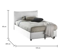 Letto piazza e mezza Attinia, con materasso Cm 120x190 incluso, Bianco