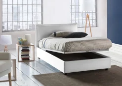 Letto piazza e mezza Attinia, con materasso Cm 120x190 incluso, Bianco