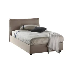 Letto piazza e mezza Attinia, con materasso Cm 120x190 incluso, Tortora