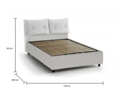 Letti Piazza E Mezza|Letti Contenitore > Dmora Letto piazza e mezza Bacio, con materasso Cm 120x190 incluso, Bianco