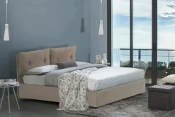 Letto piazza e mezza Bacio, con materasso Cm 120x190 incluso, Tortora