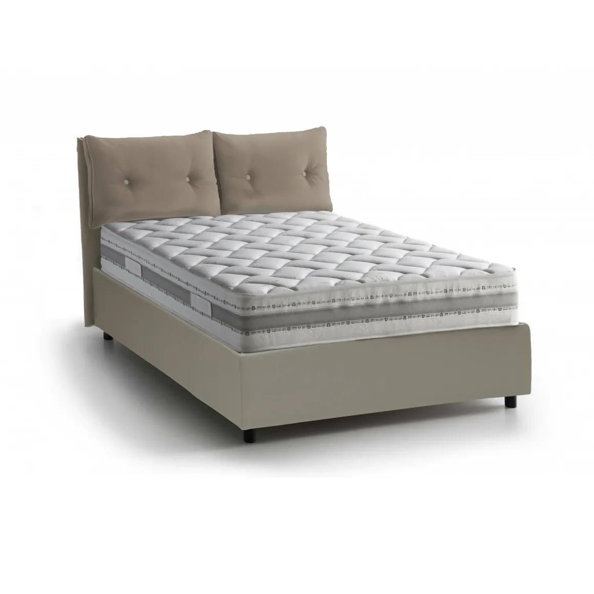 Letto piazza e mezza Bacio, con materasso Cm 120x190 incluso, Tortora