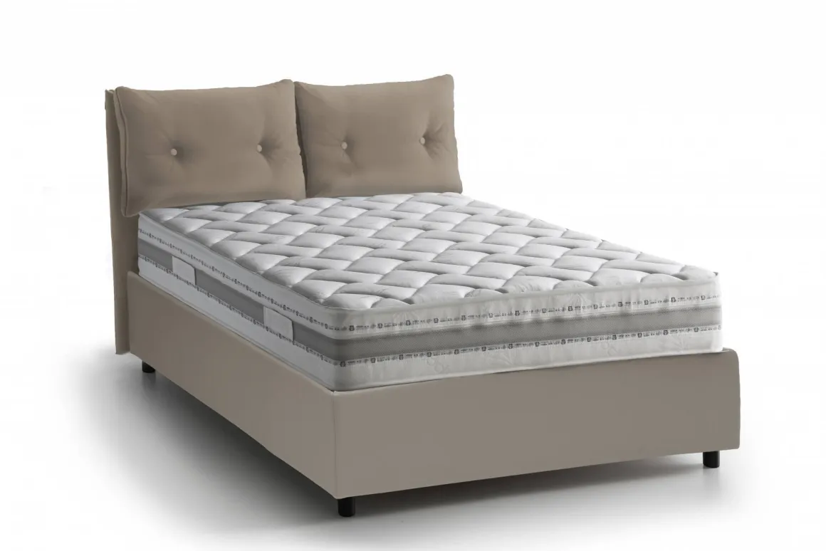 Letto piazza e mezza Bacio, con materasso Cm 120x190 incluso, Tortora
