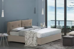 Letto piazza e mezza Bacio, con materasso Cm 120x190 incluso, Tortora