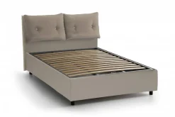 Letto piazza e mezza Bacio, con materasso Cm 120x190 incluso, Tortora