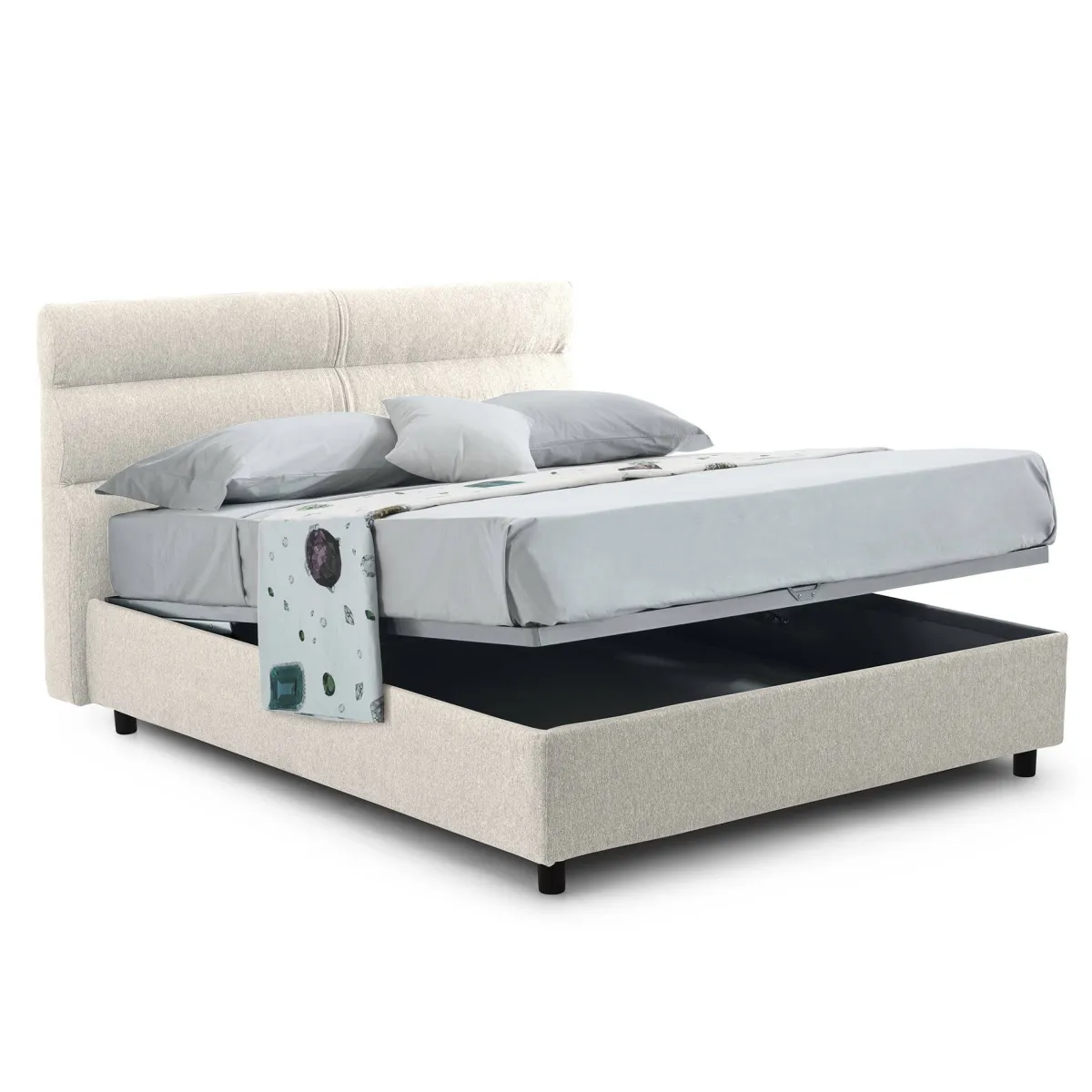 Letti Piazza E Mezza|Letti Piazza E Mezza > Dmora Letto Piazza e Mezza Materasso Incluso Sfoderabile, Contenitore Made in Italy - Brinzio Beige