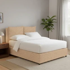 Letto Piazza e Mezza Beige Sfoderabile Contenitore, Dimensione Materasso 120x190 cm - Erchie