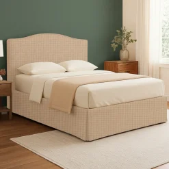 Letto Piazza e Mezza Beige Sfoderabile Contenitore, Dimensione Materasso 120x190 cm - Lavagna