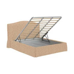 Letto Piazza e Mezza Beige Sfoderabile Contenitore, Dimensione Materasso 120x190 cm - Lavagna