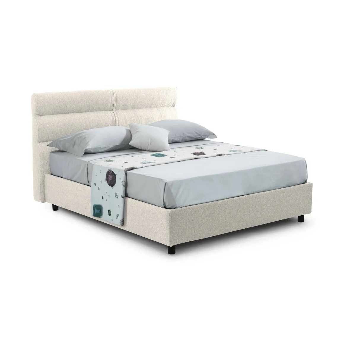 Letto Piazza e Mezza Beige Sfoderabile Contenitore, Dimensione Materasso 120x190 cm Made in Italy - Brivio
