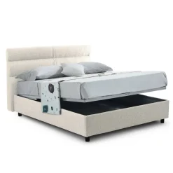 Letto Piazza e Mezza Beige Sfoderabile Contenitore, Dimensione Materasso 120x190 cm Made in Italy - Brivio