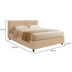 Letti Piazza E Mezza|Letti Piazza E Mezza > Dmora Letto Piazza e Mezza Sfoderabile Contenitore, Dimensione Materasso 120x200 cm - Diamante Beige