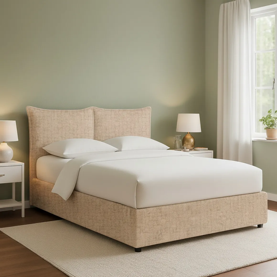 Letto Piazza e Mezza Beige Sfoderabile Contenitore, Dimensione Materasso 120x200 cm - Marmora