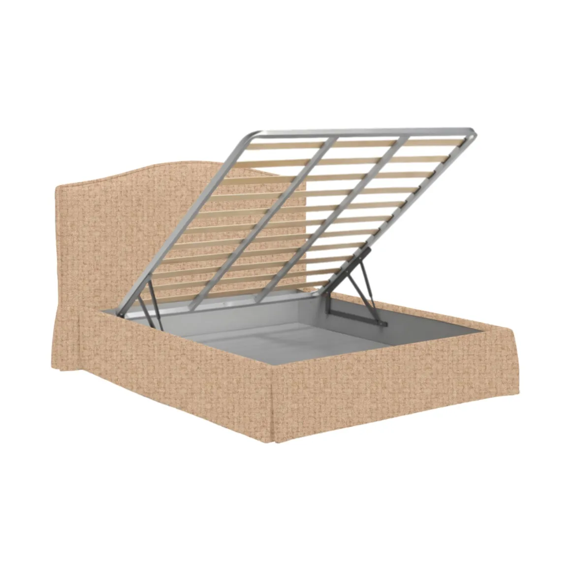 Letto Piazza e Mezza Beige Sfoderabile Contenitore, Dimensione Materasso 120x200 cm - Pogno