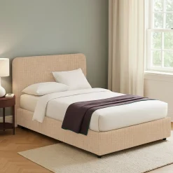 Letto Piazza e Mezza Beige Sfoderabile Contenitore, Dimensione Materasso 120x200 cm - Rezzago