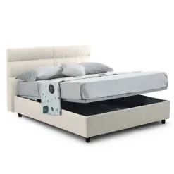 Letto Piazza e Mezza Beige Sfoderabile Contenitore, Dimensione Materasso 120x200 cm Made in Italy - Briona