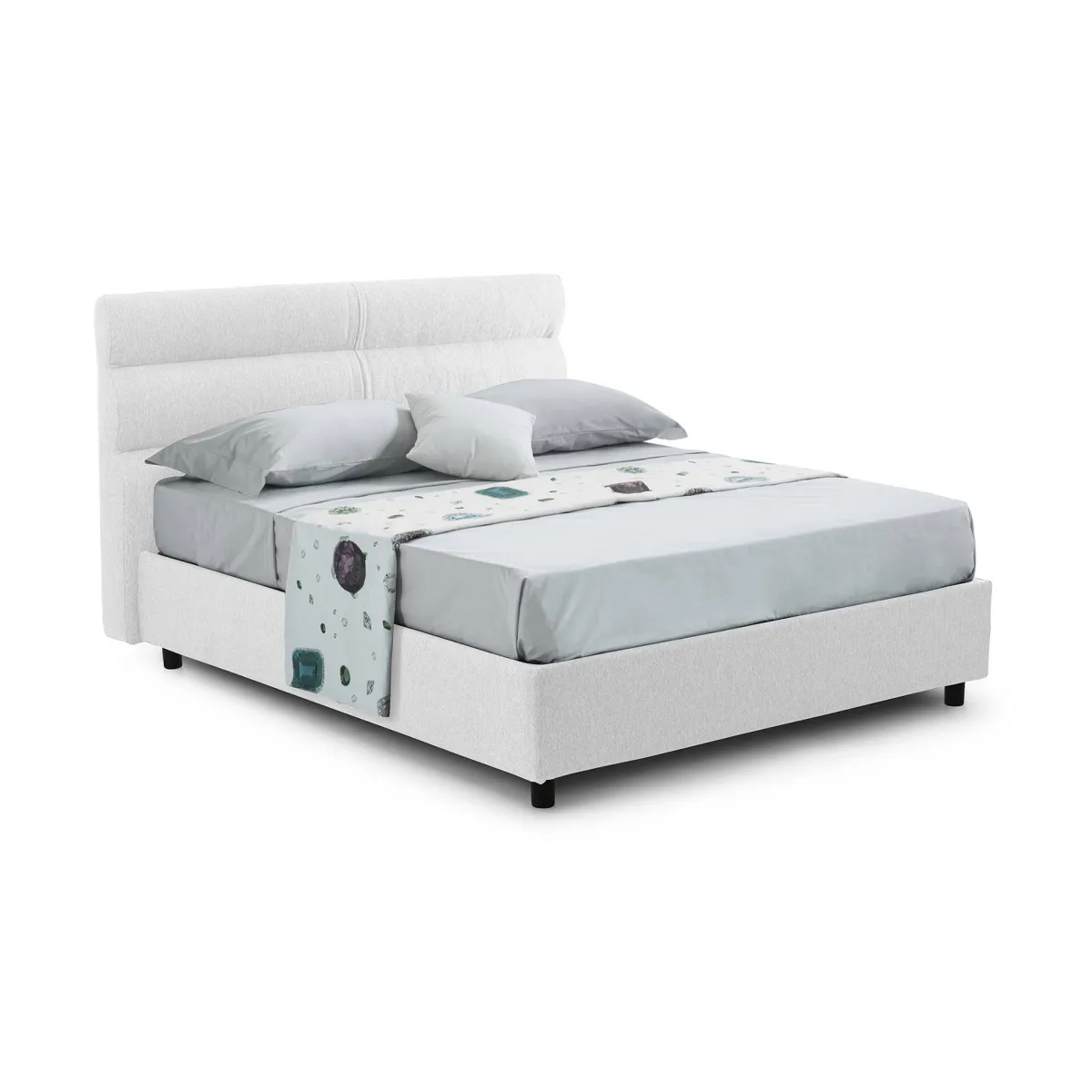 Letti Piazza E Mezza|Letti Piazza E Mezza > Dmora Letto Piazza e Mezza Materasso Incluso Sfoderabile, Contenitore Made in Italy - Brinzio Bianco