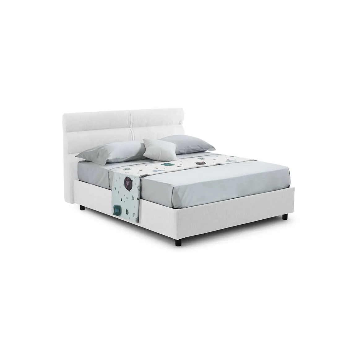 Letto Piazza e Mezza Bianco Sfoderabile Contenitore, Dimensione Materasso 120x200 cm Made in Italy - Briona
