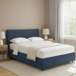 Letto Piazza e Mezza blu Sfoderabile Contenitore, Dimensione Materasso 120x190 cm - Cirie