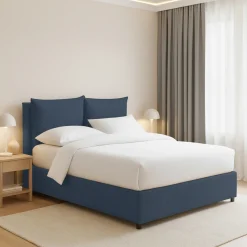 Letto Piazza e Mezza blu Sfoderabile Contenitore, Dimensione Materasso 120x190 cm - Erchie