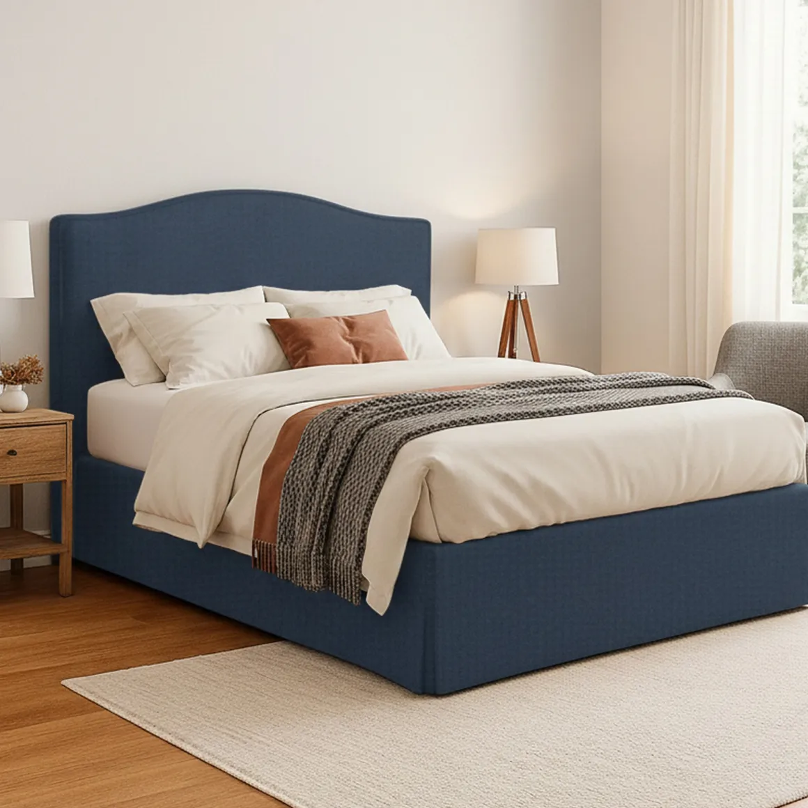 Letti Piazza E Mezza|Letti Piazza E Mezza > Dmora Letto Piazza e Mezza Sfoderabile Contenitore, Dimensione Materasso 120x190 cm - Medolago Blu