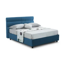 Letto Piazza e Mezza blu Sfoderabile Contenitore, Dimensione Materasso 120x190 cm Made in Italy - Brivio