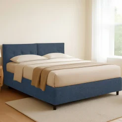 Letto Piazza e Mezza blu Sfoderabile Contenitore, Dimensione Materasso 120x200 cm - Concesio