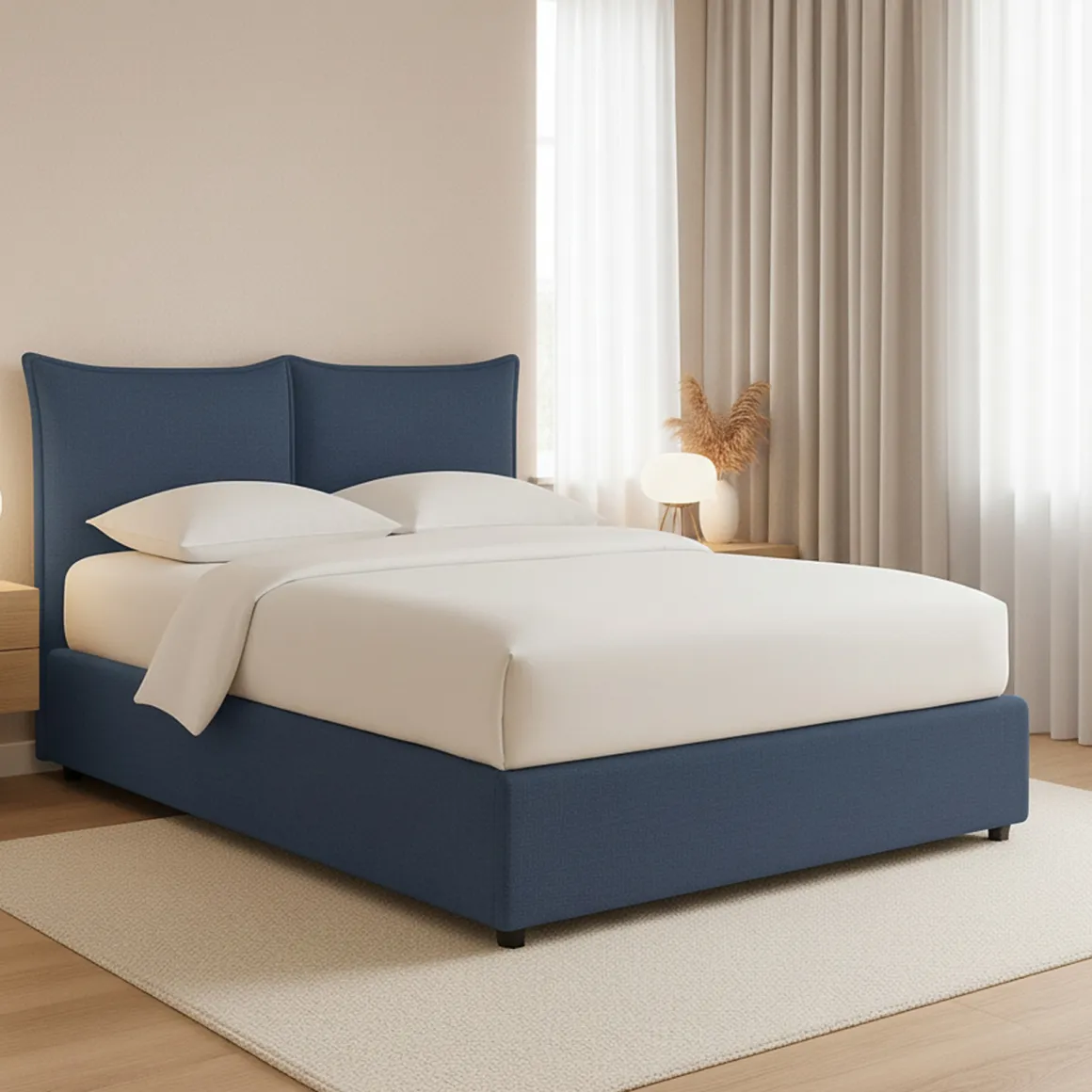 Letto Piazza e Mezza blu Sfoderabile Contenitore, Dimensione Materasso 120x200 cm - Marmora