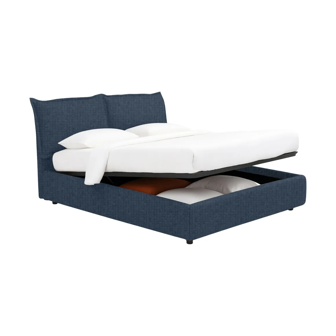 Letto Piazza e Mezza blu Sfoderabile Contenitore, Dimensione Materasso 120x200 cm - Marmora