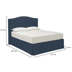 Letto Piazza e Mezza blu Sfoderabile Contenitore, Dimensione Materasso 120x200 cm - Pogno