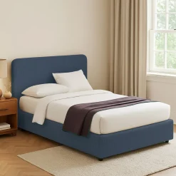 Letto Piazza e Mezza blu Sfoderabile Contenitore, Dimensione Materasso 120x200 cm - Rezzago