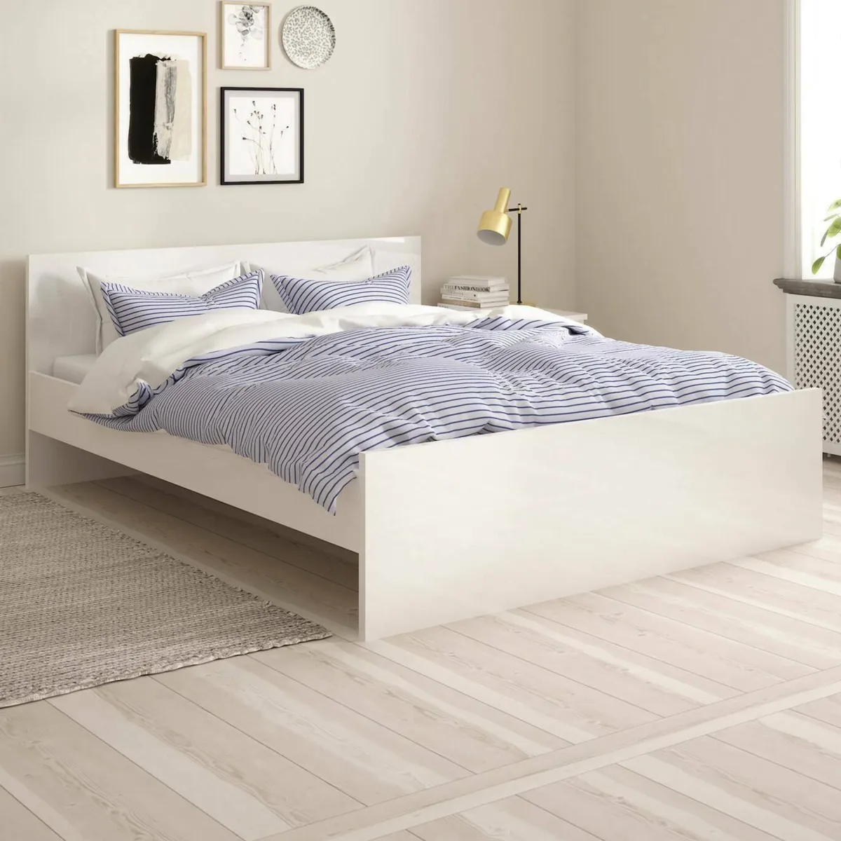 Letti Piazza E Mezza|Letti Piazza E Mezza > Dmora Letto piazza e mezza Bolaven, 207x166 h80 cm, Bianco
