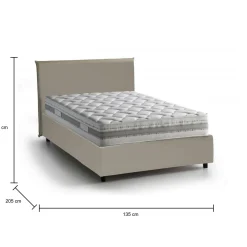 Letti Piazza E Mezza|Letti Contenitore > Dmora Letto piazza e mezza Dacem, con materasso Cm 120x190 incluso, Tortora Grigio Tortora