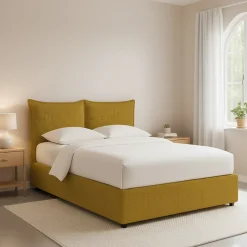 Letti Piazza E Mezza|Letti Piazza E Mezza > Dmora Letto Piazza e Mezza Sfoderabile Contenitore, Dimensione Materasso 120x190 cm - Rodero Giallo Ocra