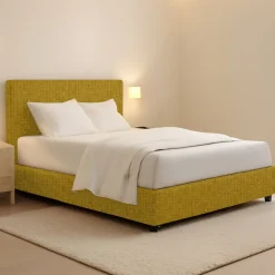 Letti Piazza E Mezza|Letti Piazza E Mezza > Dmora Letto Piazza e Mezza Sfoderabile Contenitore, Dimensione Materasso 120x200 cm - Concesio Giallo Ocra