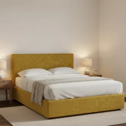 Letti Piazza E Mezza|Letti Piazza E Mezza > Dmora Letto Piazza e Mezza Sfoderabile Contenitore, Dimensione Materasso 120x200 cm - Pogno Giallo Ocra