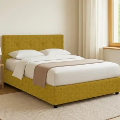 Letti Piazza E Mezza|Letti Piazza E Mezza > Dmora Letto Piazza e Mezza Sfoderabile Contenitore, Dimensione Materasso 120x200 cm - Rezzago Giallo Ocra