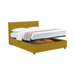 Letto Piazza e Mezza Giallo Ocra Sfoderabile Contenitore, Dimensione Materasso 120x200 cm - Pollutri