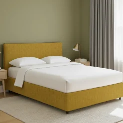 Letto Piazza e Mezza Giallo Ocra Sfoderabile Contenitore, Dimensione Materasso 120x200 cm - Silandro