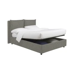 Letto Piazza e Mezza Grigio Cenere Sfoderabile Contenitore, Dimensione Materasso 120x190 cm - Erchie