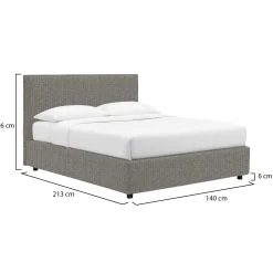 Letto Piazza e Mezza Grigio Cenere Sfoderabile Contenitore, Dimensione Materasso 120x200 cm - Noceto